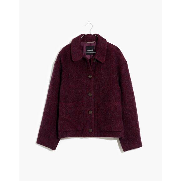 Madewell Kenwick Jacket Rusted Burgundy Purple Boxy Chore Coat Size S Wool Blend - Picture 1 of 10